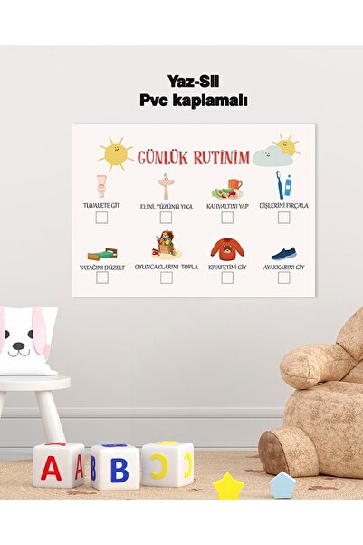 Ayışığı Dizayn Rutina zilnică preșcolară Poster PVC șters de vară 21x30 Cm