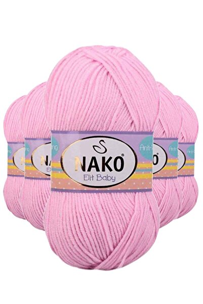 NAKO 5 قطع من خيوط الحياكة اليدوية Elite Baby من صوف الأطفال المقاوم للبيلينغ...