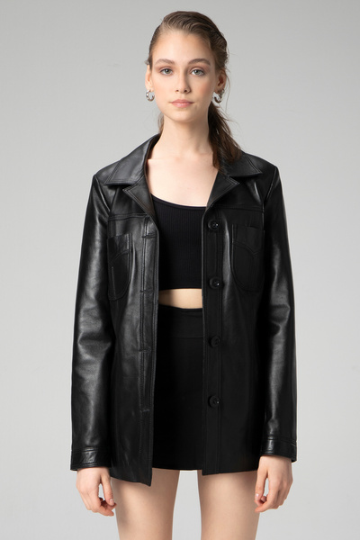 Dericlub Stella Black Genuine Leather Women's Classic Jacket