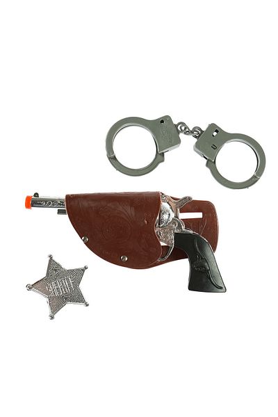 MarDyHome Cowboy Sheriff Gun Handcuffs and Badge Costume Set 3 Pieces for Shows