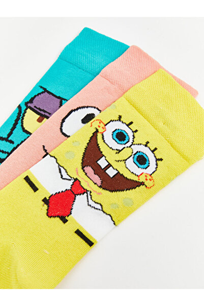 LC Waikiki LCW ACCESSORIES Karışık Sünger Bob Baskılı Erkek Soket Çorap 3'lü