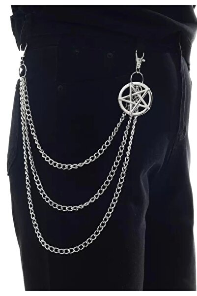Genel Markalar Gotik Punk Pentagram Üç Zincirli Pantolon Zinciri