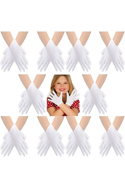 rimes White Color Lycra 23 April 29 October 19 May Performance Marching Gloves 10 Pairs (20 Pieces)