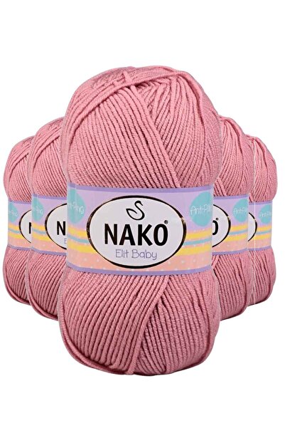 NAKO 5 قطع من خيوط الحياكة اليدوية إيليت بيبي، صوف أطفال مضاد للبيلينغ، داستي...