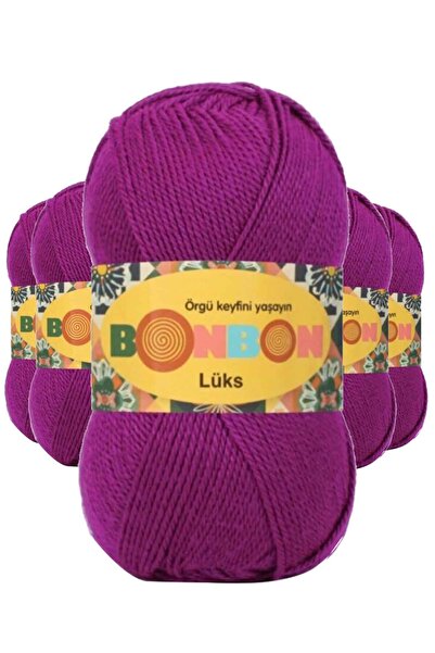 BONBON 5 Τεμάχια Πολυτελή Μποτάκια Μάλλινα Νήματα Σκούρο Φούξια 98677