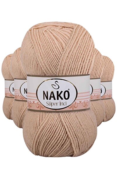 NAKO 5 قطع من خيوط الحياكة اليدوية سوبر بيرل 100 جرام من شعر الجمل 219