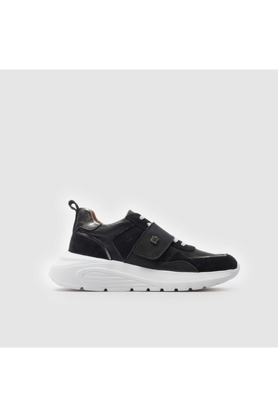 TOGO Siyah Süet Hakiki Deri Kadın Spor Ayakkabı [060023]