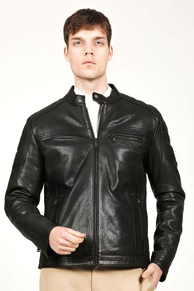 Dericlub Green Topgun Jumbo Real Leather Men's Coat