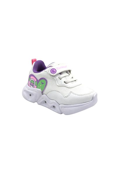 Prego (TİWİTTOYS) Işıklı Hafif Taban Cırtlı Çocuk Spor Ayakkabı Beyaz