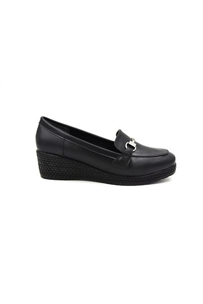 Prego Park Moda - Pantofi casual de damă negri cu talpă ușoară și detaliu cu cataramă