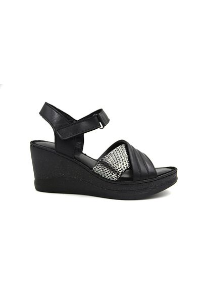 Prego Γυναικεία πέδιλα Comfort από γνήσιο δέρμα - Ελαφριά σόλα, λεπτομέρεια ραφής, casual μαύρο γκρι