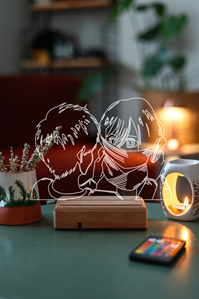 Modiwa Design Mikasa & Eren Attack On Titan Aot 16 Renk Dekoratif Masa Lambası