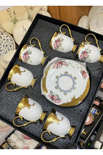 Kosova Rsy-206 6-Piece Brown Coffee Cup Tk. (Roses)