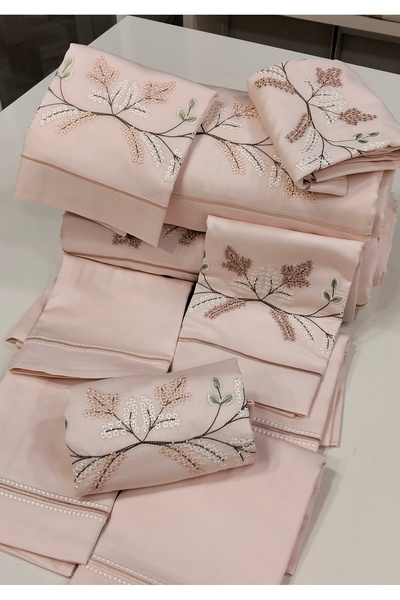 incisecrethome طقم غطاء لحاف مطرز من القطن الساتان 100% - مقاس مزدوج، // 6 قط...