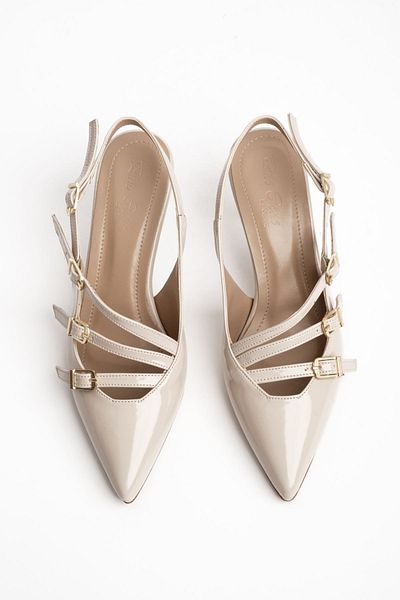 Prego PineCone3 Buckle Detailed Heeled Women's Shoes - Tan