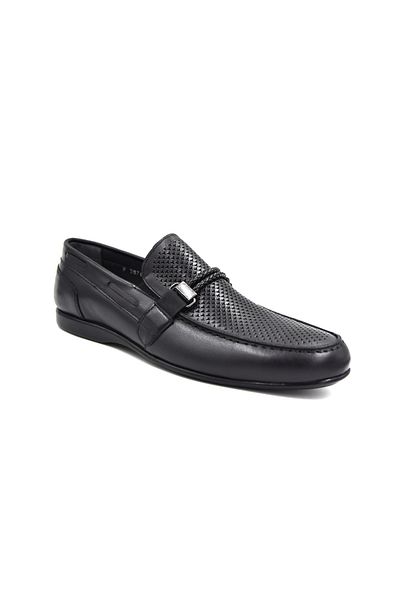 Fosco (2919) Genuine Leather Men's Black Shoes - Rubber Light Sole