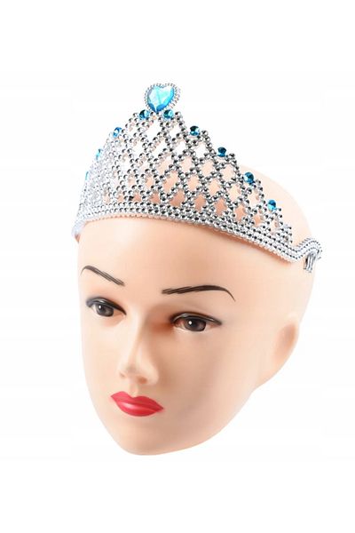 nuit dose Silver Color Queen Crown with Blue Heart Princess Crown