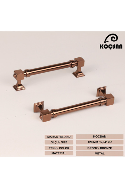 KOÇSAN Zumra Bronze 128 mm Handle Luxury Country Kitchen Furniture Cabinet Drawer Handle