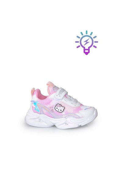 Prego (SÜPERSTAR) Bebe 305 Anorak Cırtlı Işıklı Çocuk Spor Ayakkabı Beyaz Pembe