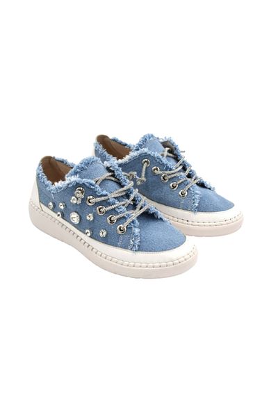 Prego Stone Detailed Park Fashion Denim Pantofi casual dama - Albastru