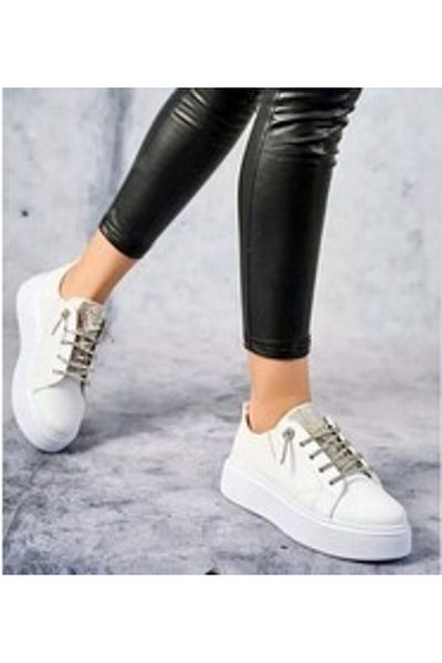 Prego Λεπτομερή γυναικεία casual παπούτσια White Stone Piping