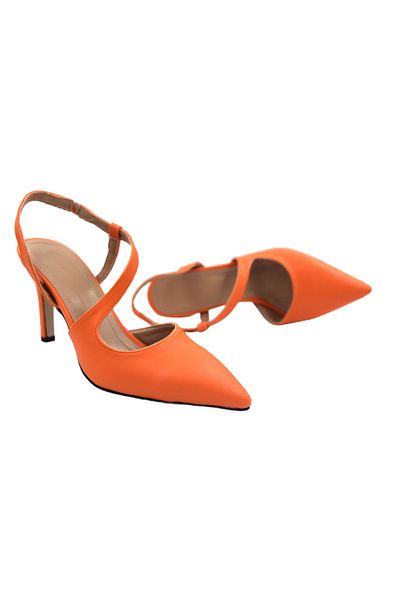 Pine Cone D8788 Closed Toe Women's Heeled Shoes Orange