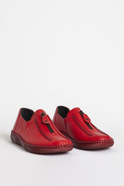 Dericlub Women's Comfortable Non-Slip Sole Soft Real Leather Casual Shoes Br 04138 Red