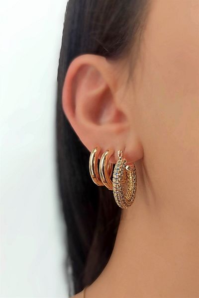 Çlk Accessories مجموعة من 3 قطع من الأقراط الحجرية Trküpe34931
