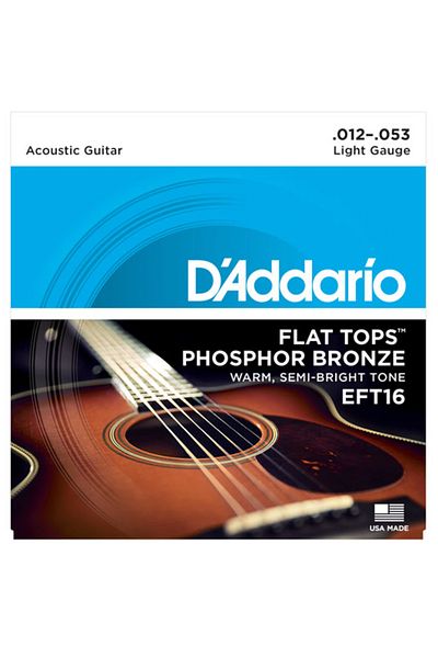 Daddario Eft16 Acoustic Guitar String Set, Flat Tops, Phosphor Bronze