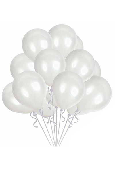 Parti dolabı 50 Pieces Metallic Pearlescent Shiny White Balloon 12inc