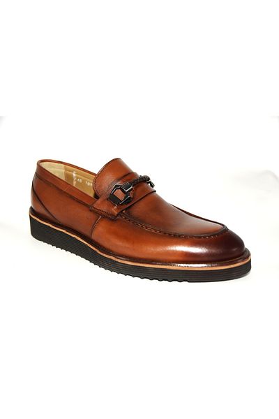 Fosco 1095 Genuine Leather Inside and Outside Eva Light Sole Men's Casual Shoes Tan