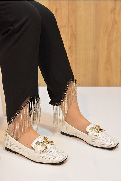 Prego Ring Buckle Tpu Light Sole Daily Γυναικεία Παπούτσια Μπαλαρίνας Λευκά