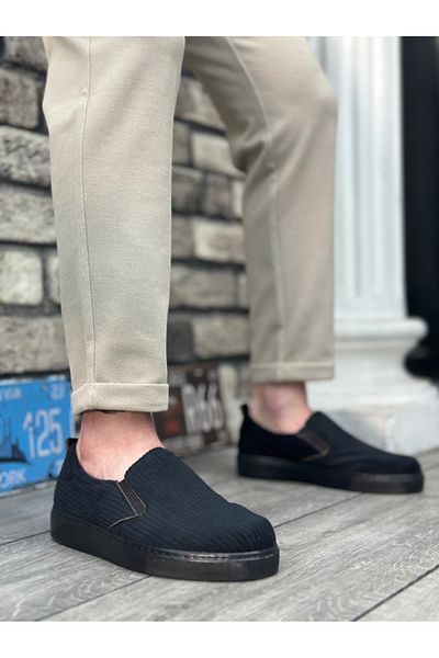 BOA BA0339 Laceless Velvet Black Black Sole Casual Men's Shoes