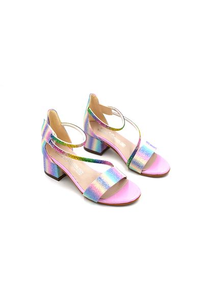 BEYAZ (Mini Women) Girls' Evening Dress Shoes with Multicolor Age Bias Heels Multicolor