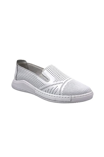 Prego (SUN) Γυναικεία παπούτσια μπαλαρίνας Comfort με ραφές από γνήσιο δέρμα σε λευκό χρώμα