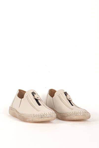 Dericlub Pantofi Confort de damă cu talpă flexibilă din piele naturală Br 04138 Bej