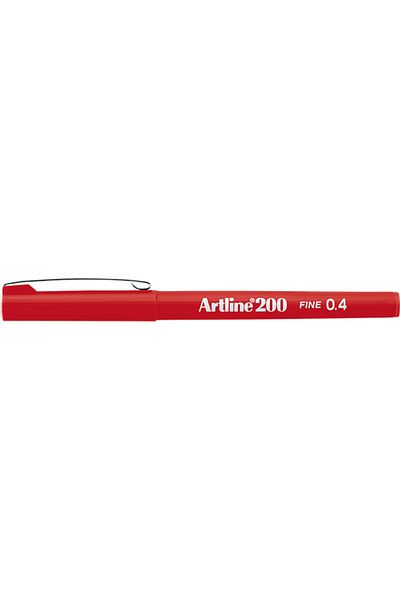 artline Red 0.4mm Felt Tip 200 Fineliner Pen
