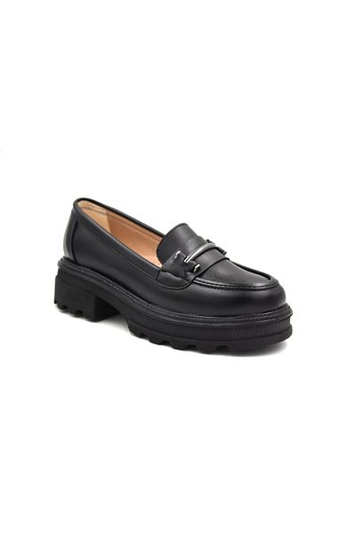 Prego Black Women'sLoafer- Poly Light Sole, Buckle Detailed Casual Shoes