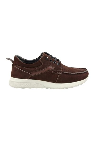 Prego Ανδρικά παπούτσια Casual Poly - Γνήσιο δέρμα, ελαφριά σόλα, κορδόνια, καφέ