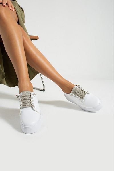 Prego Λεπτομερή γυναικεία casual παπούτσια White Stone Piping