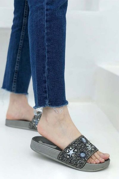 Pienn Pien Stone Daily Γυναικείες Παντόφλες Μαύρες 20622 PLATINUM