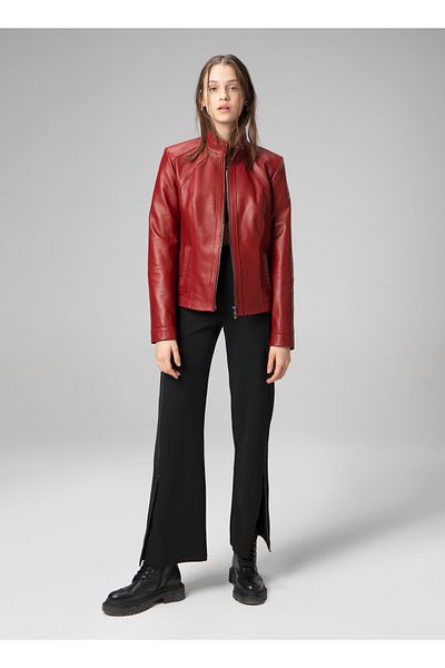Dericlub Wm008 Red Real Leather Women's Coat