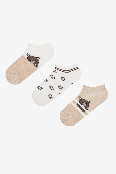 Penti Bear Paw 3 τεμαχίων μπεζ πολύχρωμες κάλτσες χωρίς ραφή