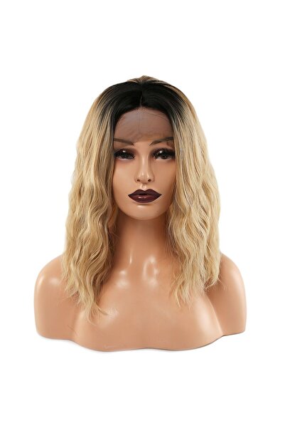 Afrodit Giyim شعر مستعار قصير مموج من الألياف الاصطناعية / أومبر رغوة سوداء