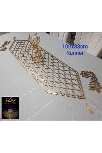 SEHARA 100x32cm Faux Leather Runner - Δώρο με 2 φύλλα και 2 μοτίβα λουλουδιών (1 τεμάχιο)
