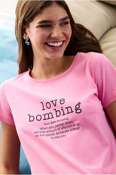 Penti Cotton Love Bombing Pink Pants Pajama Set