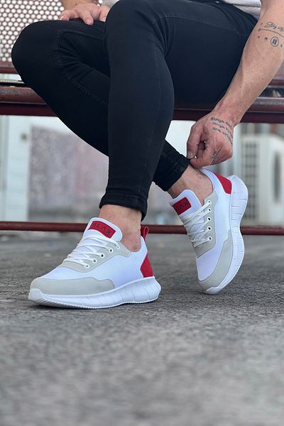 K&A White Red Knitwear Men's Sports Shoes