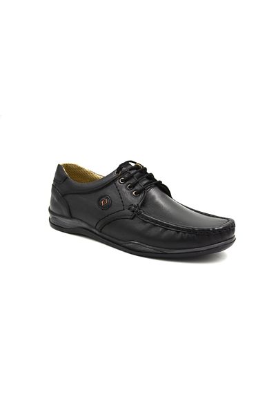 Prego Ανδρικά παπούτσια casual - γνήσιο δέρμα, Thermo, αντιολισθητική σόλα, κορδόνια, μαύρο