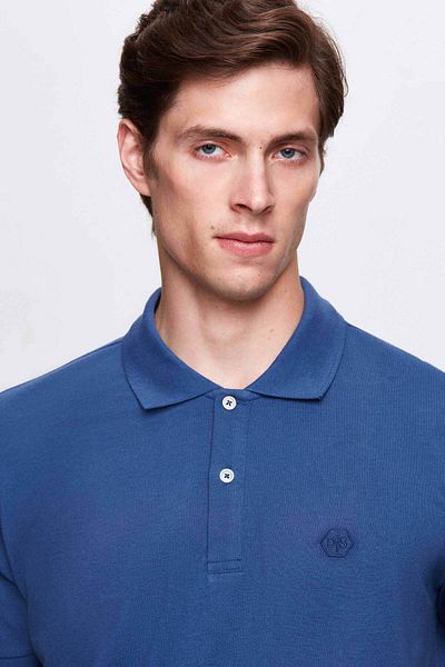 D'S Damat Πλεκτό μπλουζάκι Indigo Regular Fit - 100% βαμβάκι