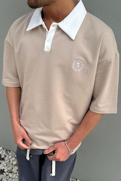 HAFKAGİYİM Μπλουζάκι WATER GREEN Rose Polo Neck OUTPLENTY PREMIUM Oversize T-shirt